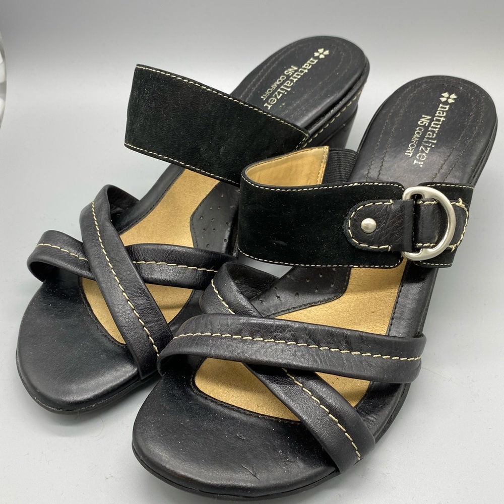 Naturalizer Black Wedge Sandals